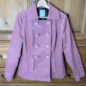 Luii Mauve Corduroy Double-Breasted Pea Coat